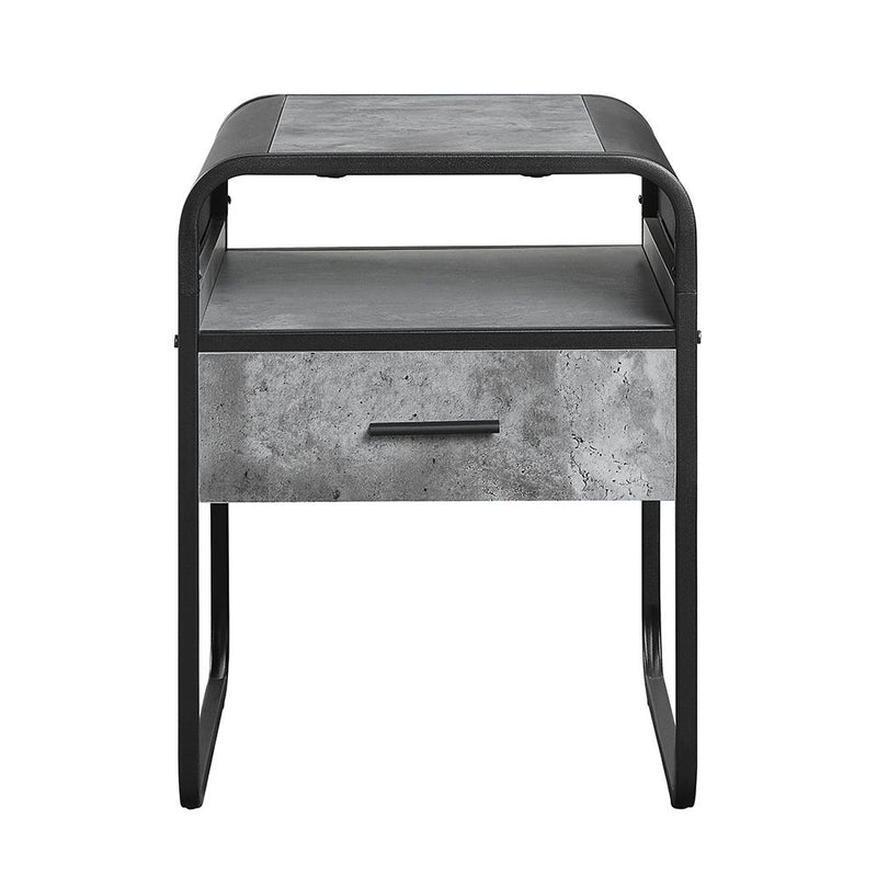 Raziela - 22" End Table - Concrete Gray & Black