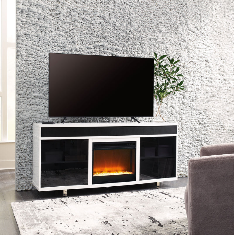 Gardoni - White / Black - 72" TV Stand With Electric Fireplace