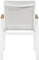 Nizuc - Outdoor Patio Dining Arm Chair With White Frame And Natural Arms (Set of 2)
