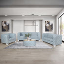 Saree - Chair - Light Teal Chenille & White