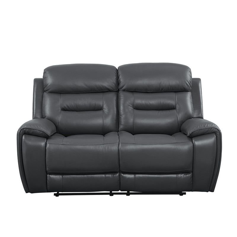Lamruil - Motion Loveseat - Gray Top Grain Leather