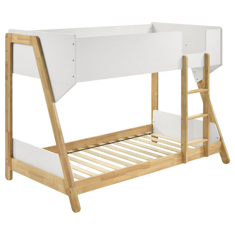 Wyatt - Wood Twin Over Twin Bunk Bed - White And Natural