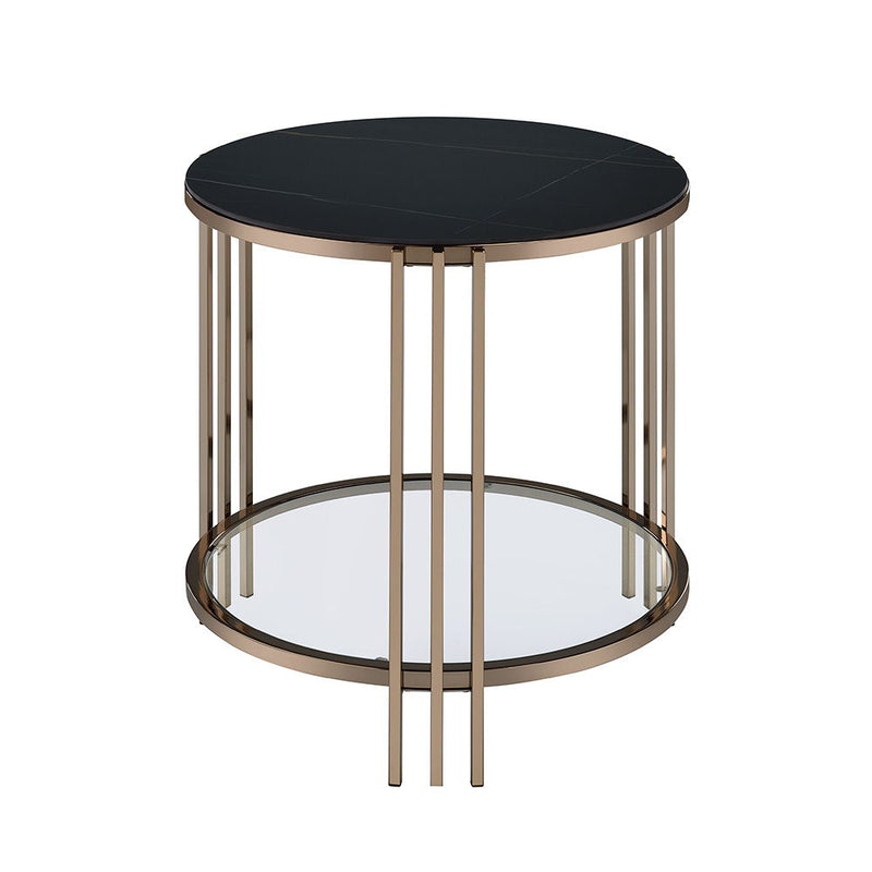 Zaidee - End Table - Sintered Stone & Champagne