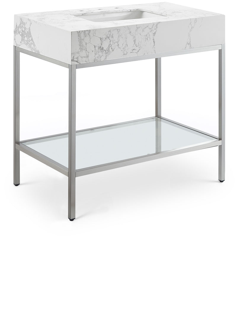Marmo - Engineered Marble Bathroom Vanity With Chrome Base