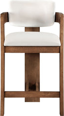 Sacha - Velvet Stool With Brown Base