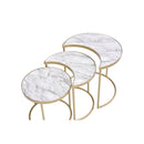 Anpay - Nesting Table Set - Faux Marble Top & Gold