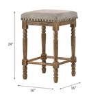 Farsiris - Counter Height Stool (Set of 2) - Beige Fabric & Weathered Oak