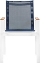 Nizuc - Outdoor Patio Dining Arm Chair With White Frame And Natural Arms (Set of 2)