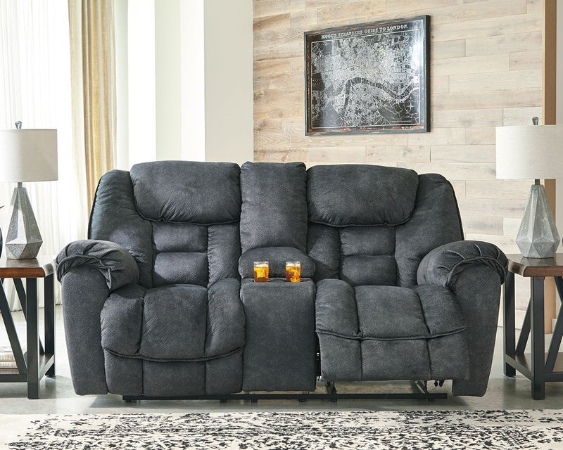 Capehorn - Granite - Dbl Rec Loveseat W/Console