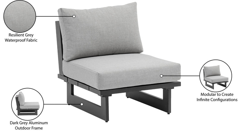 Maldives - Water Resistant Outdoor Patio Armless Chair With Gray Frame