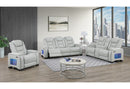 U8609 - Power Reclining Sofa, Power Console Reclining Loveseat, Recliner With Power Headrest, USB, LED And Bookshelf - Gray
