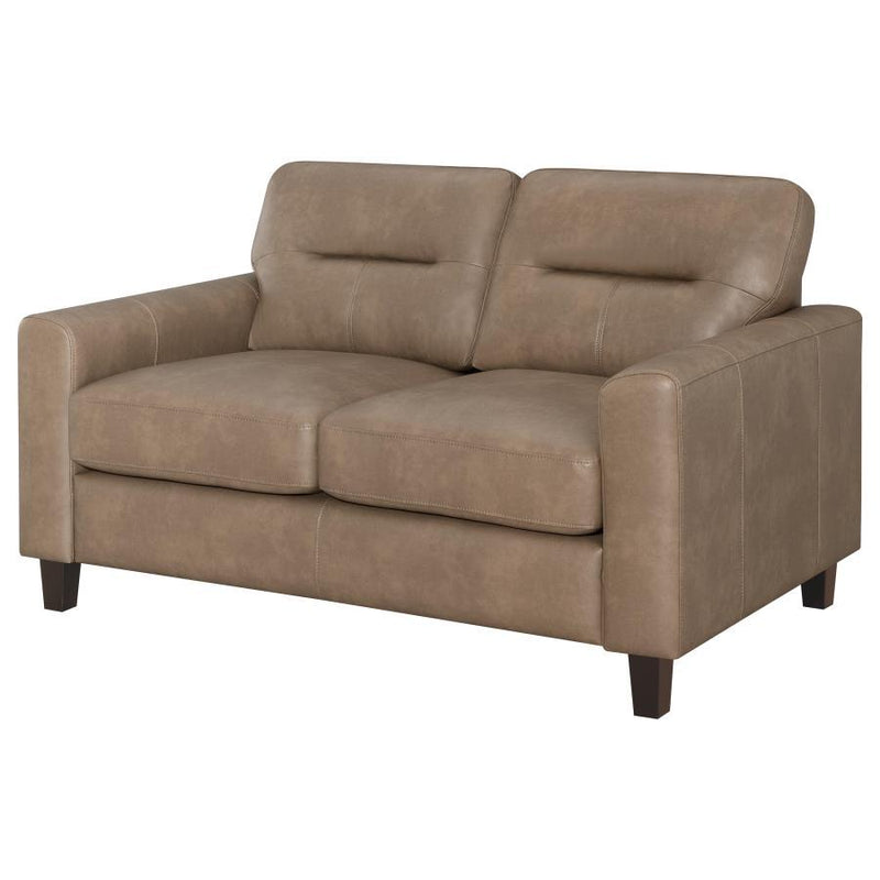 Scotland - Faux Leather Upholstered Track Arm Loveseat