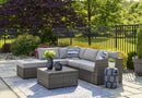 Petal Road - Loveseat Sectional, Ottoman, Table Set (Set of 4) - Gray
