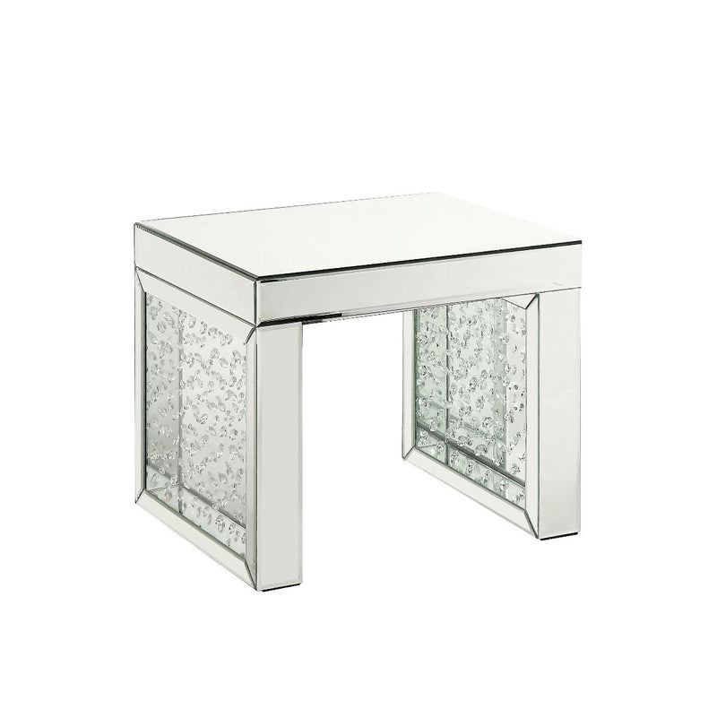 Nysa - 16" Accent Table - Mirrored & Faux Crystals Inlay