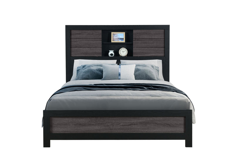 Lisbon - Queen Bookcase Bed - Gray / Black