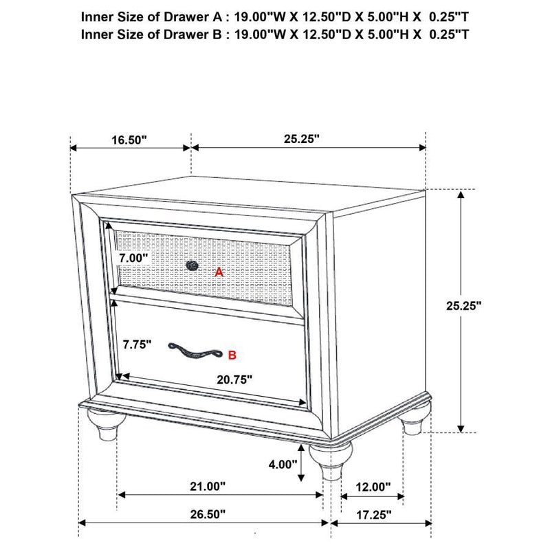 Barzini - 2-drawer Nightstand