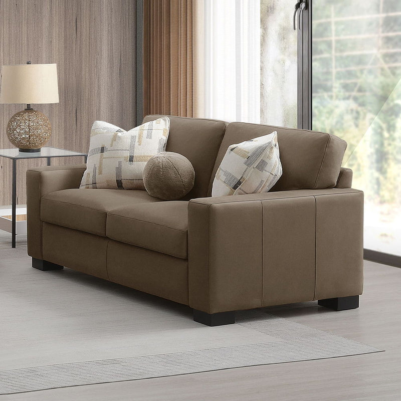 Darya - Loveseat With 3 Pillows - Brown Suede Fabric