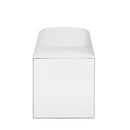 Nysa - Vanity Stool - Ivory Synthetic Leather , Mirrored & Faux Crystals