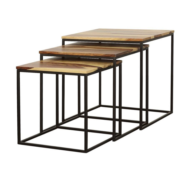 Belcourt - 3 Piece Square Nesting Tables - Natural And Black