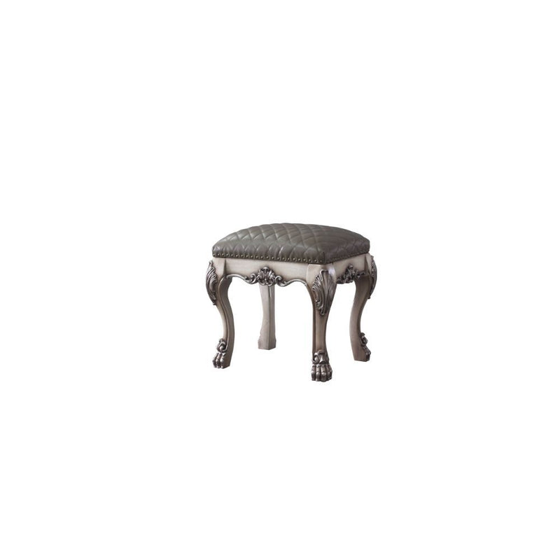 Dresden - Vanity Stool - Vintage Bone White & Synthetic Leather
