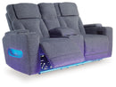 Studio Cave - Power Reclining Loveseat with Console - Steel