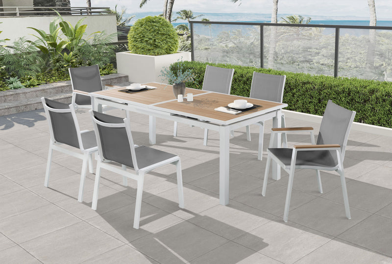Nizuc - Outdoor Patio Dining Arm Chair With White Frame And Natural Arms (Set of 2)