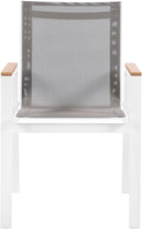 Nizuc - Outdoor Patio Dining Arm Chair With White Frame And Natural Arms (Set of 2)