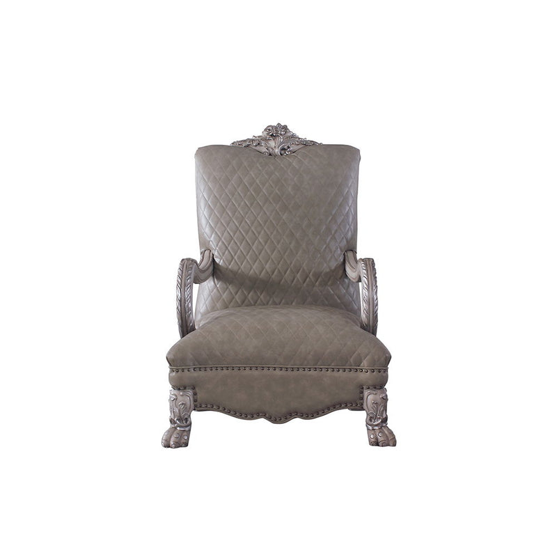 Dresden - Chair With Pillow - Synthetic Leather & Vintage Bone White