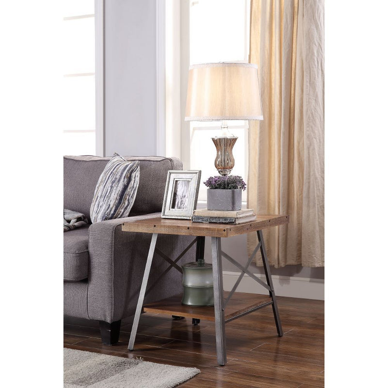 Ikram - Accent Table (Set of 2) - Weathered Oak & Sandy Black