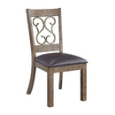 Raphaela - Side Chair (Set of 2) - Black Synthetic Leather & Weathered Cherry