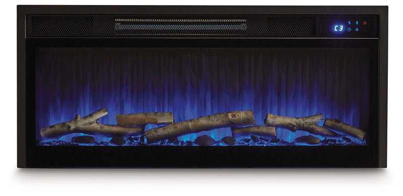 Entertainment Accessories - Fireplace Insert With Faux Birch Log Set - Black