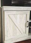 Bellaby - 63" TV Stand With Faux Firebrick Fireplace Insert - Whitewash