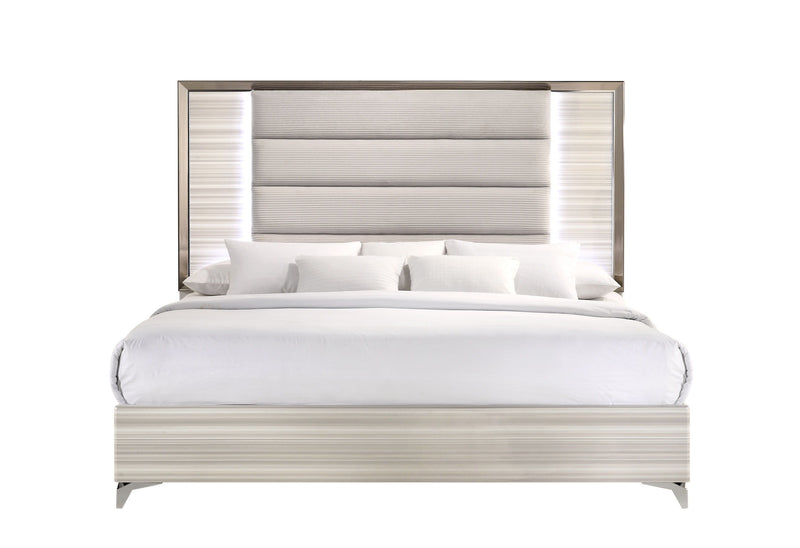 Zambrano - King Bed With LED - White