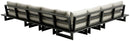 Maldives - 6 Piece Water Resistant Outdoor Patio Modular Sectional With Gray Base