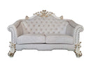 Vendome II - Loveseat With 4 Pillows - Two Tone Ivory Fabric & Antique Pearl