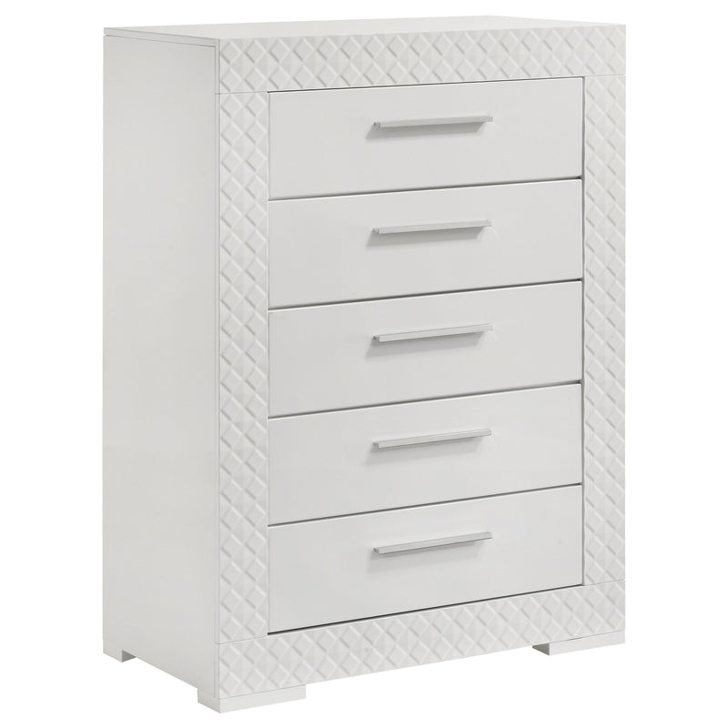 Ives - 5-Drawer Bedroom Chest Of Drawers - White High Gloss