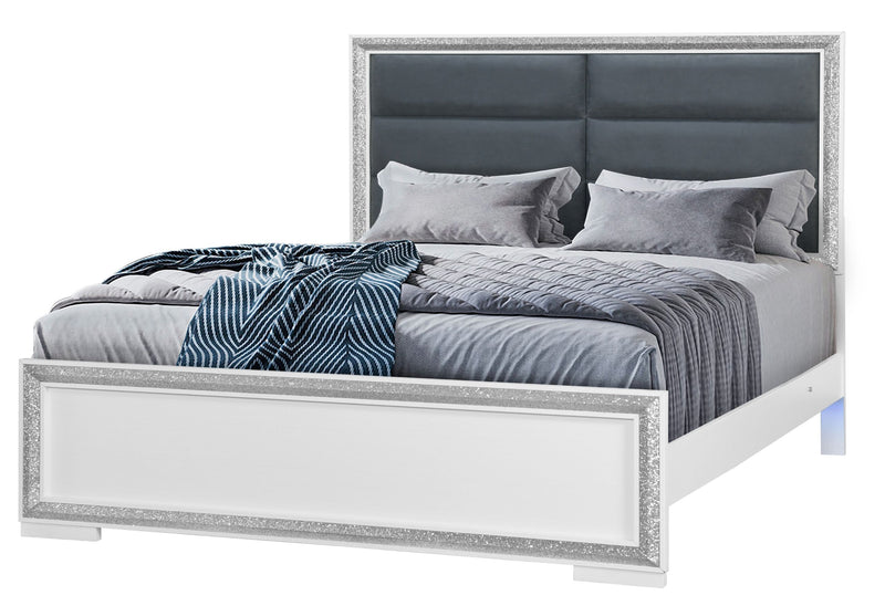 Andros - Queen Bed With LED - Silver