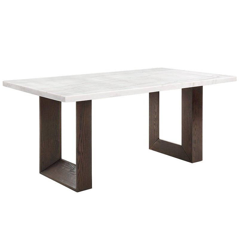 Edwyn - Dining Table With Marble Top - White Natural Marble Top & Brown Finish