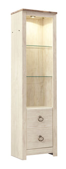 Willowton - Entertainment Center - TV Stand With Faux Firebrick Fireplace Insert - Whitewash