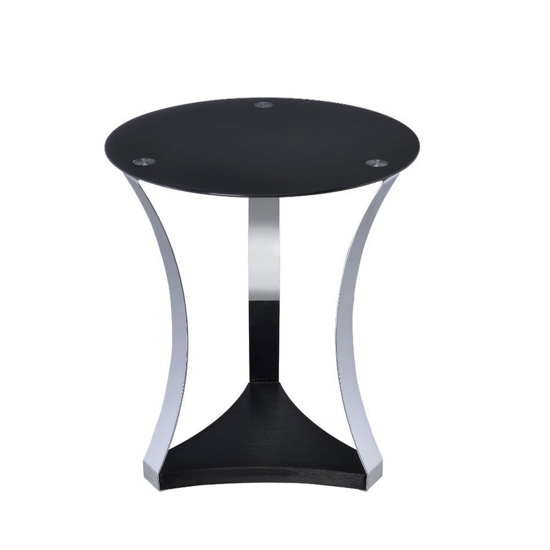 Geiger - End Table - Black Glass & Chrome