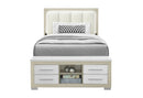 Emma - Full Bed With LED And USB - Light Brown / White