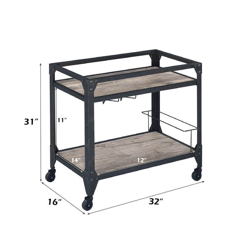 Jorgensen - Serving Cart - Rustic Oak & Charcoal