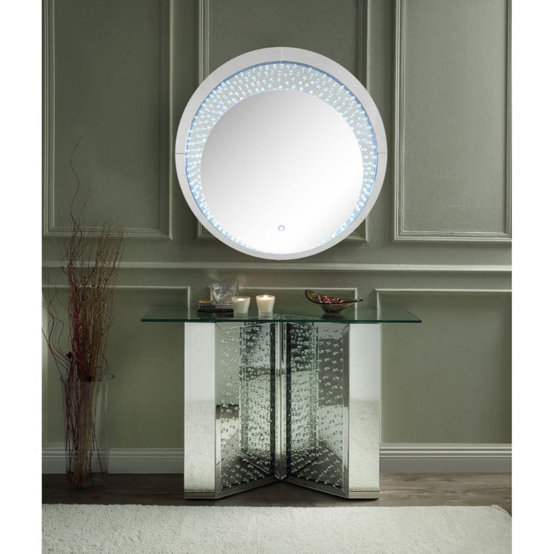 Nysa - 45" X 32" Console Table - Mirrored & Faux Crystals