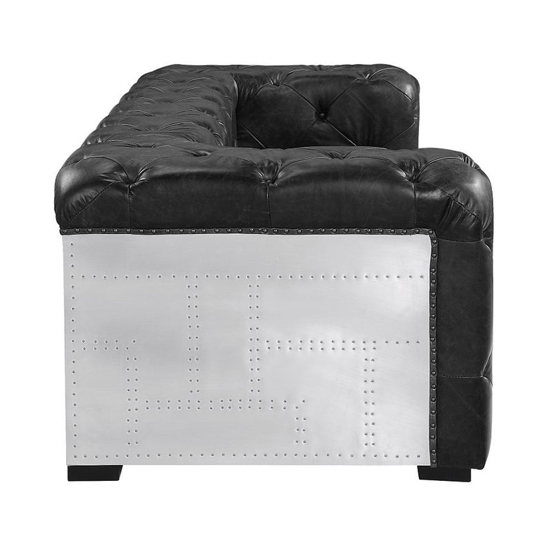 Brancaster - Sofa - Black Top Grain Leather & Aluminum
