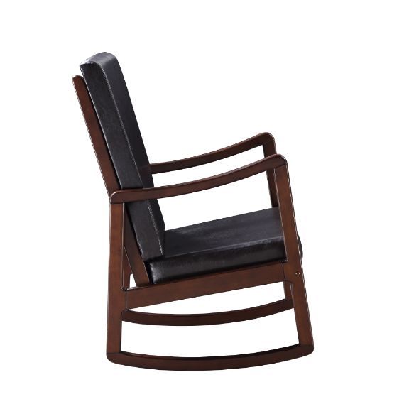 Raina - Rocking Chair - Dark Brown Synthetic Leather & Espresso