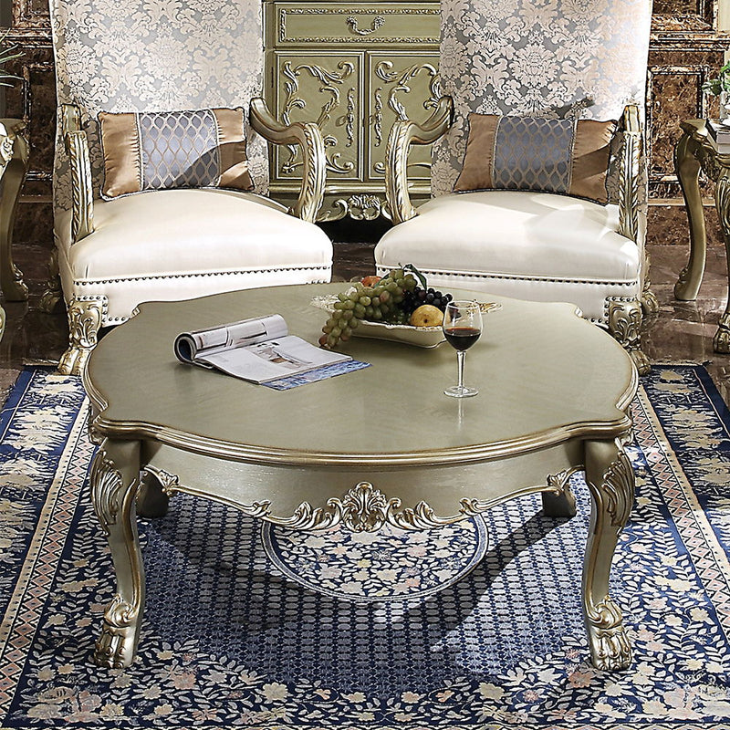 Dresden II - Coffee Table - Gold Patina & Bone