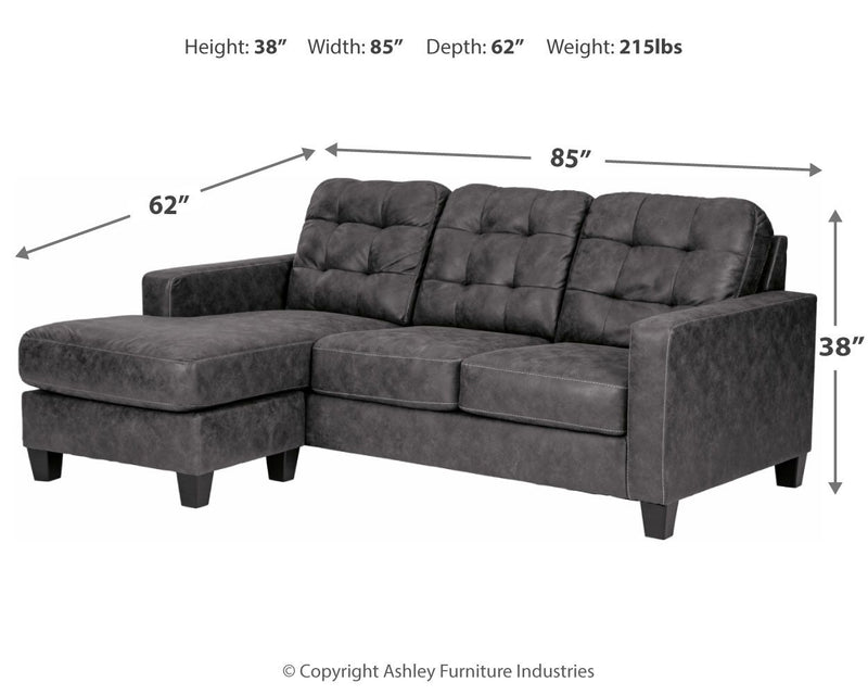 Venaldi - Gunmetal - Sofa Chaise Queen Sleeper