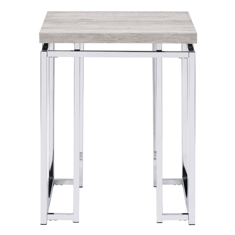 Chafik - End Table - Natural Oak & Chrome