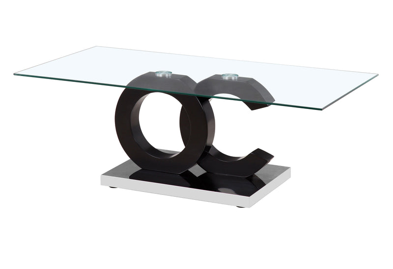 T2207 - Coffee Table - Black / Clear / Silver