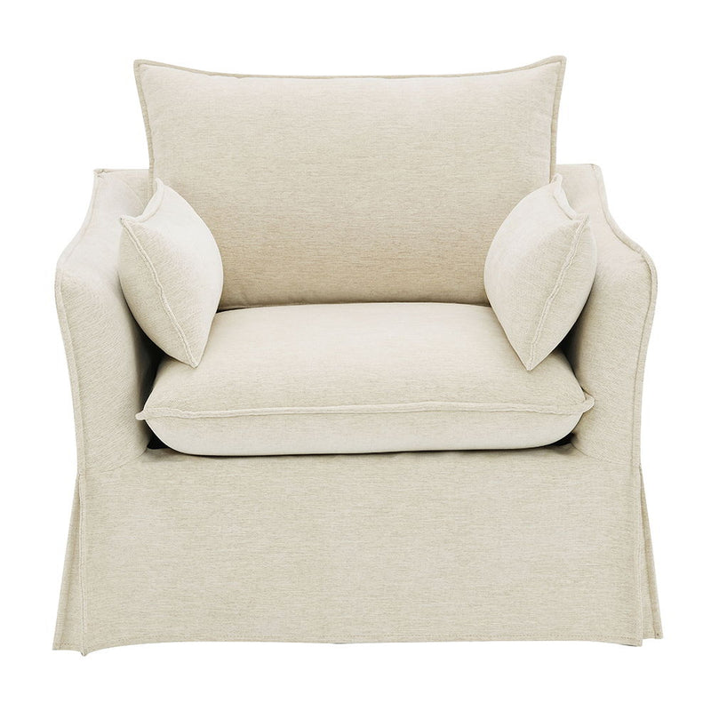 Shane - Chair With 2 Pillows - Beige Linen
